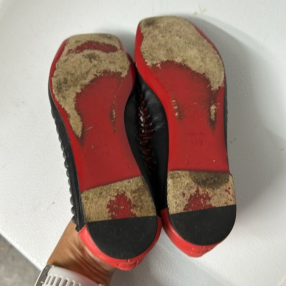 RARE !! BLACK MELON orange pink twist Christian Louboutin flats red bottoms - Picture 6 of 7